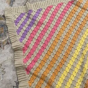 Crochet Baby Lap Blanket Throw Handmade‎ Colorful Yellow Pink Purple Orange